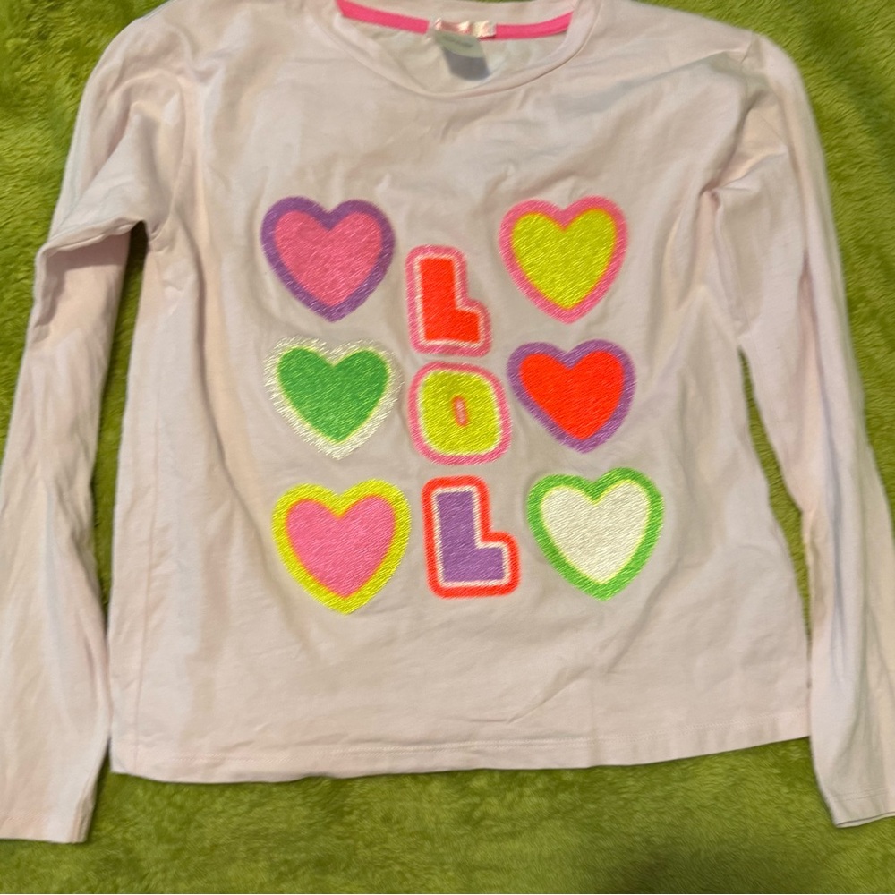 Kids Long Sleeve Shirt with Colorful Heart Design